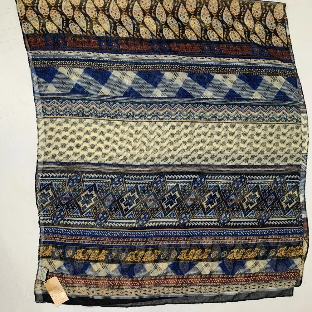 Gold Coast Womens Soft & Sheer Multi Pattern Lightweight Scarf SH3 Navy 70